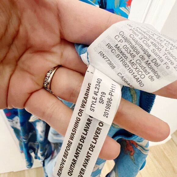 J Crew High-Low Faux Wrap Dress Size M floral print Blue White - Picture 8 of 8